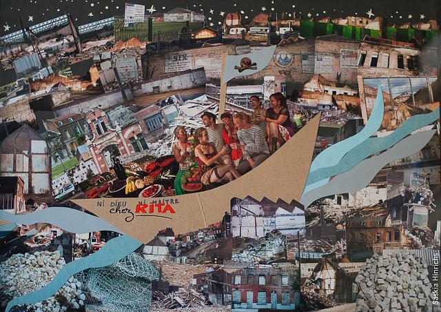 Couverture du livre des 20 ans de Chez Rita / Collage de Saskia Hinrichs : hommage à Clovis Trouille.