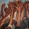 Camp refugiés Jordanie 130/130cm Huile sur toile 2024